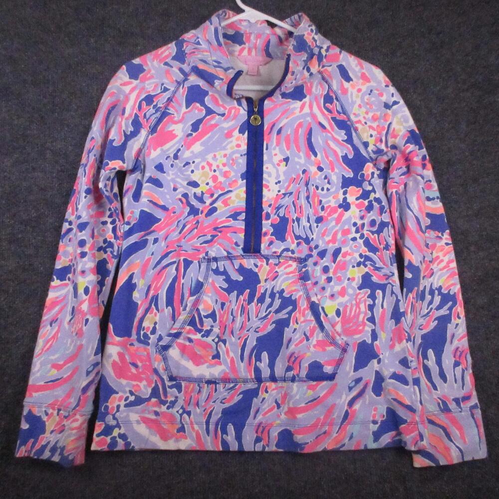 Lilly Pulitzer Womens Small Multicolor Floral 1/4 Zip Tropical Pullover